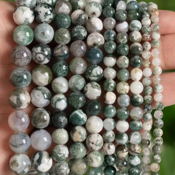Natural Tree Agate Gemstone  15" Strand - Picture 2 of 3